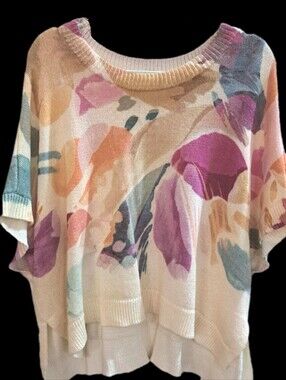 Chico's Colorful Dolman Sleeve Sweater - EUC Size S/M
